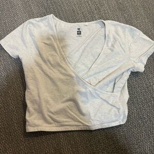 Gray V-Neck Crop Top